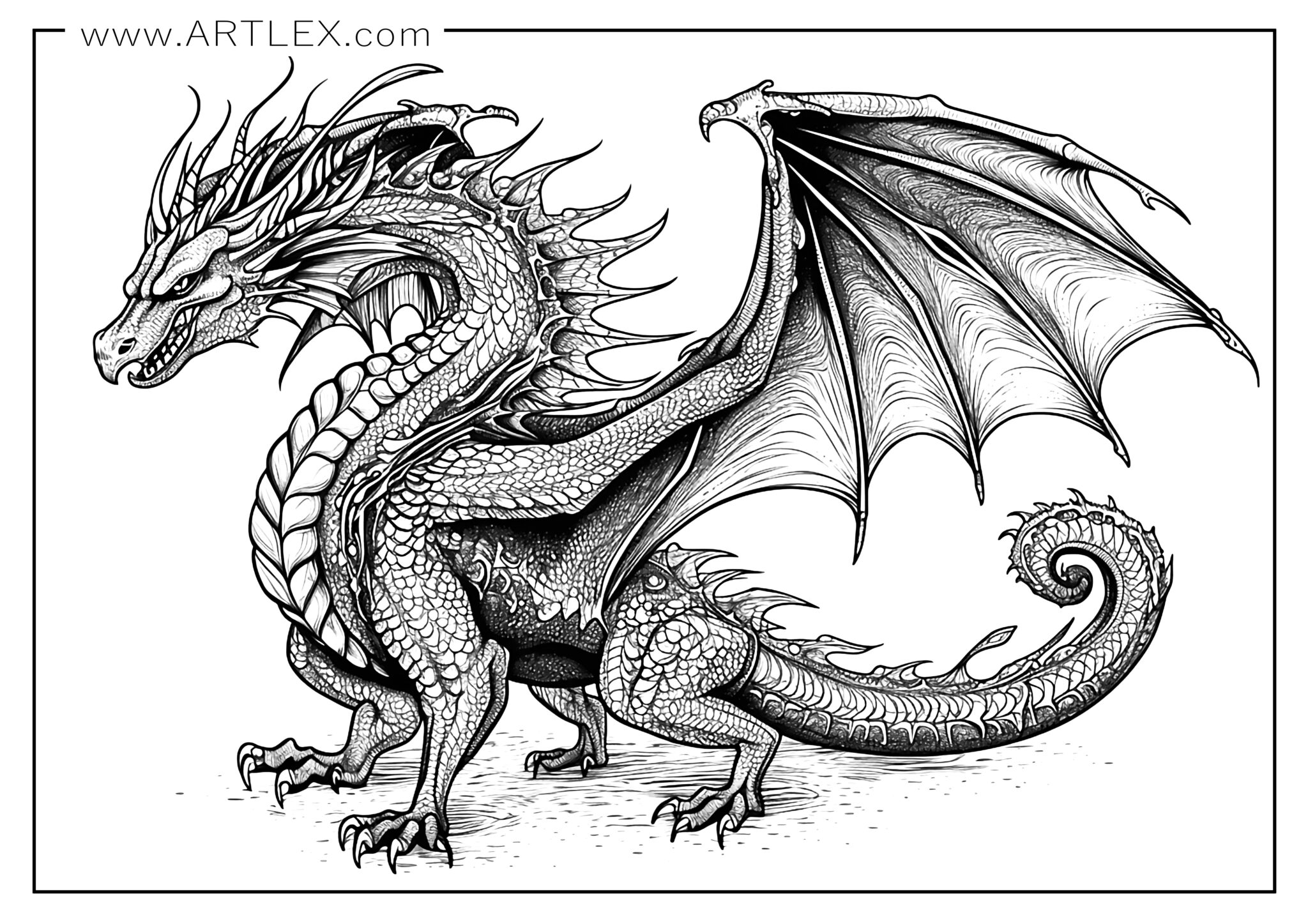 Free Dragon Coloring Pages Free Printable Artlex