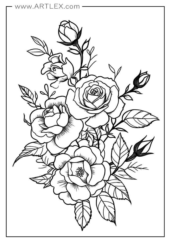 13 Best Flower Coloring Pages (Free + Printable) – Artlex