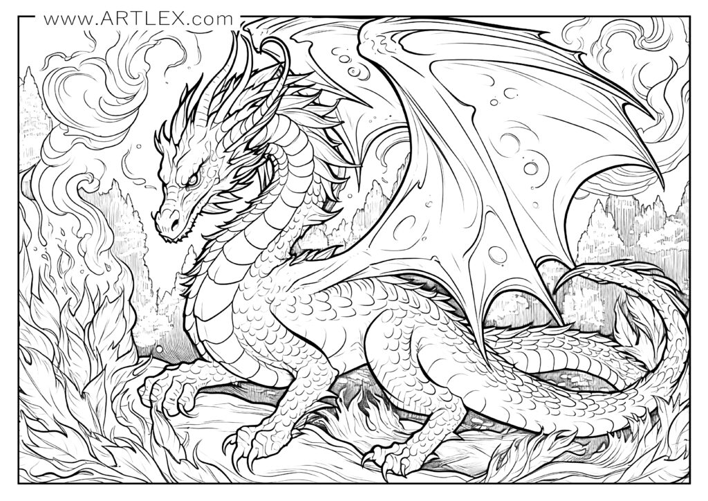 10 Free Dragon Coloring Pages (Free + Printable) - Artlex