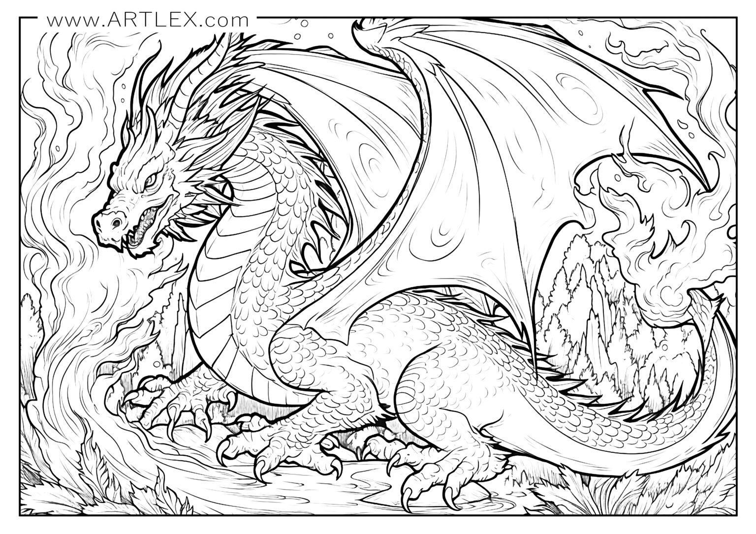 10 Free Dragon Coloring Pages (Free + Printable) - Artlex