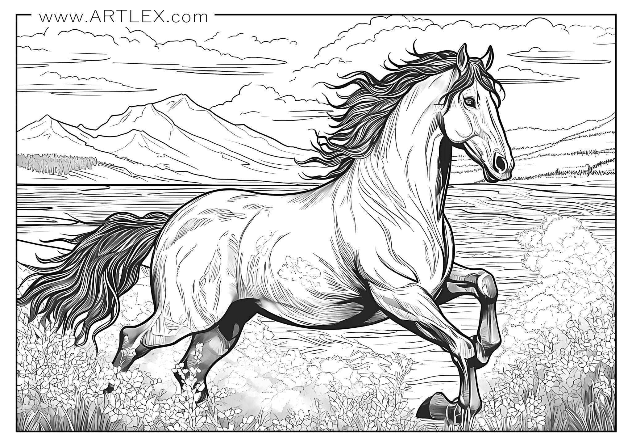 10 Beautiful Horse Coloring Pages for Kids to Color